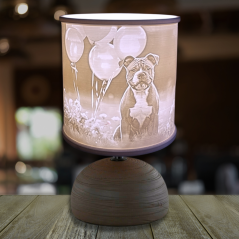 Fotolampa: Stolní lampa s vlastními fotografiemi –⁠ hnědý keramický podstavec
