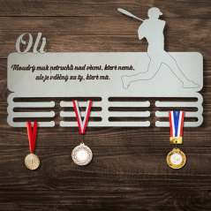 Věšák na medaile se jménem a textem –⁠ baseballista